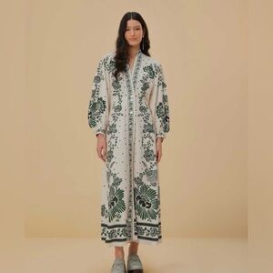 Farm Rio Forest Soul Off-White Maxi Dress